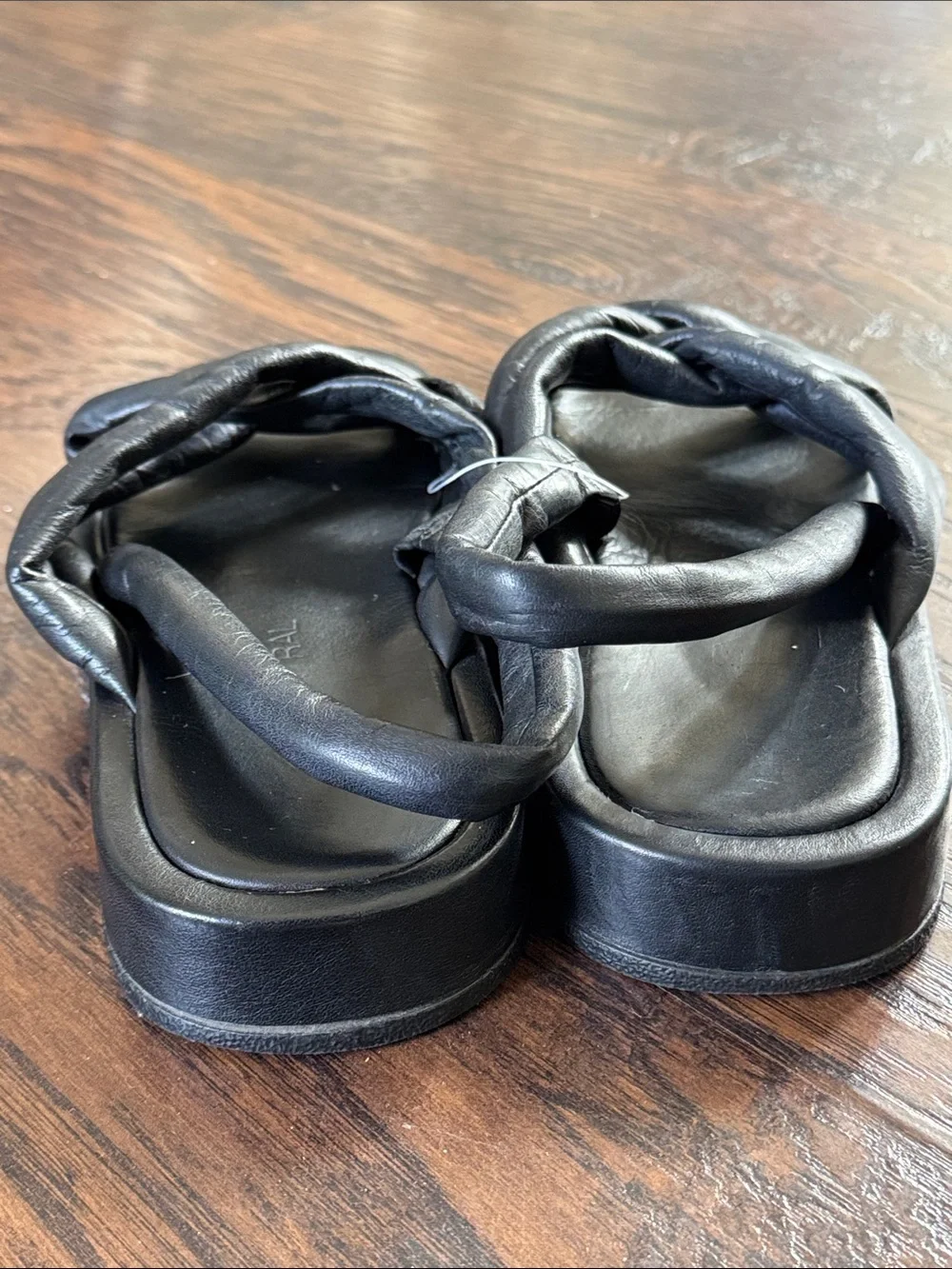275 Central Black Leather Braided Slide Sandals